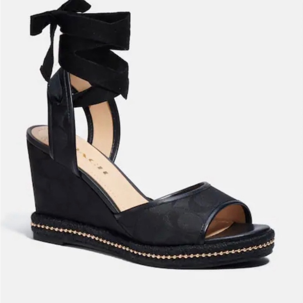 Coach Page Wedge In Recycled Signature Jacquard Rare